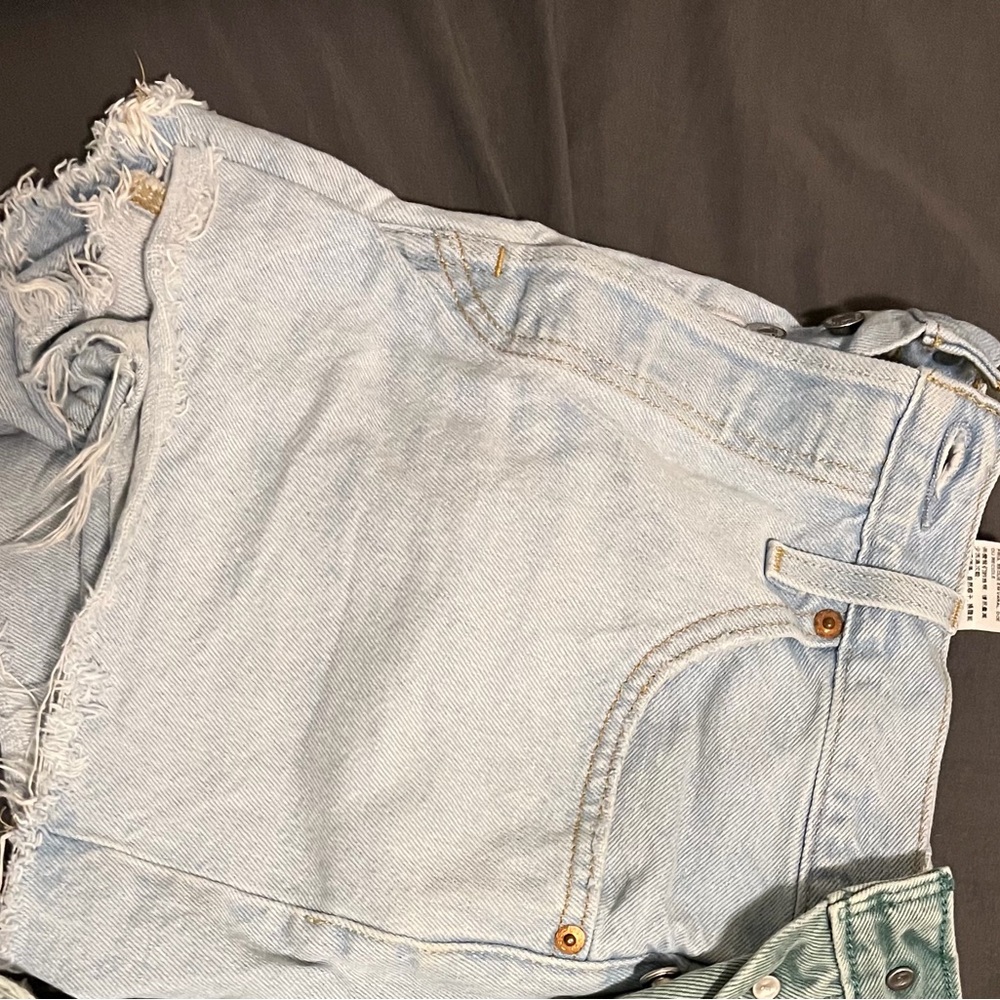 Levi's Light Blue Frayed Jean Shorts